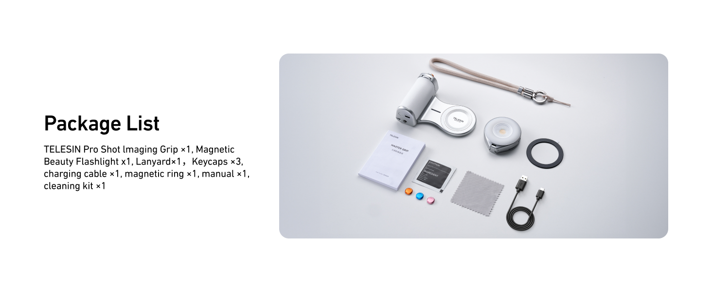 magnetic phone camera grip with selfie light