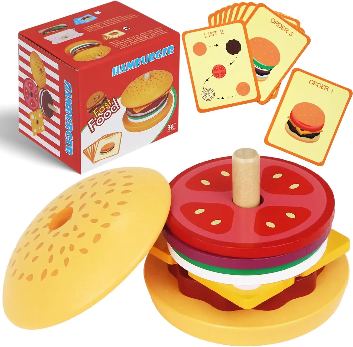 Wooden Burger Sandwich Stacking