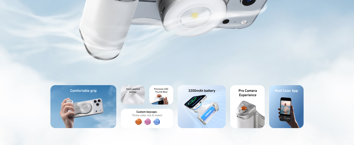 magnetic phone camera grip with selfie light