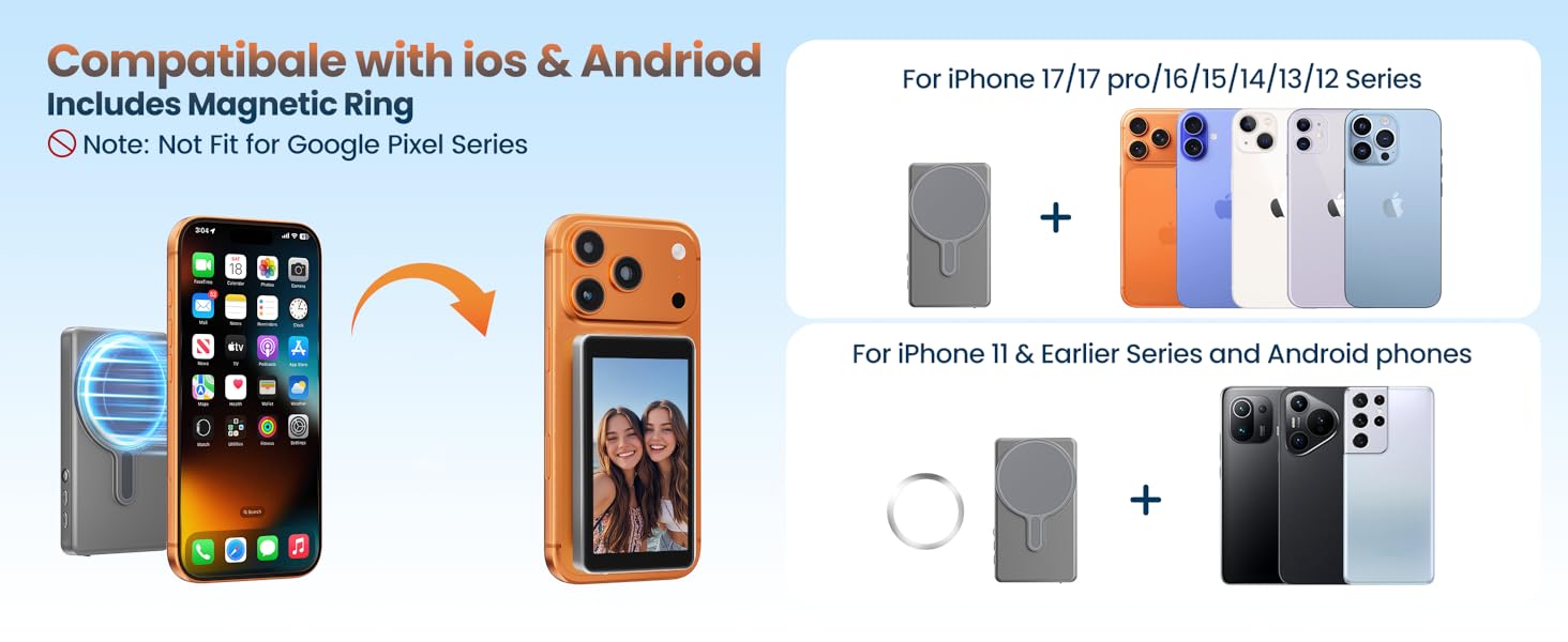 Selfie Monitor Screen for iPhone 17/Android