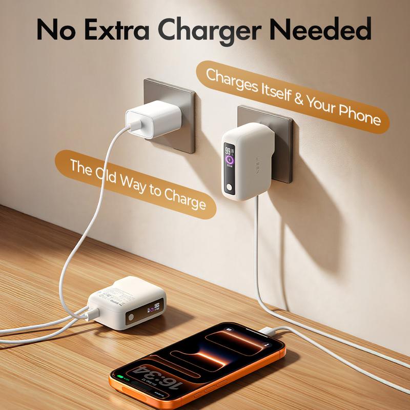 3 in 1 Fast Travel Charger, Smart Display Charger