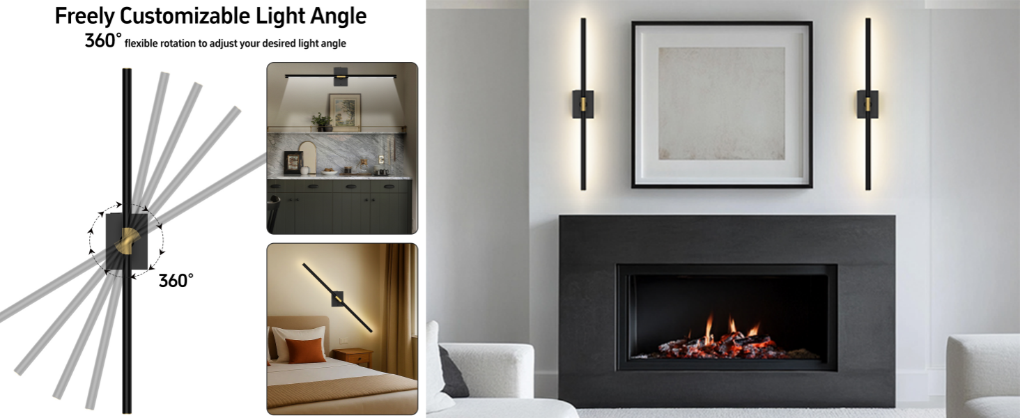 360° wall lights set of two