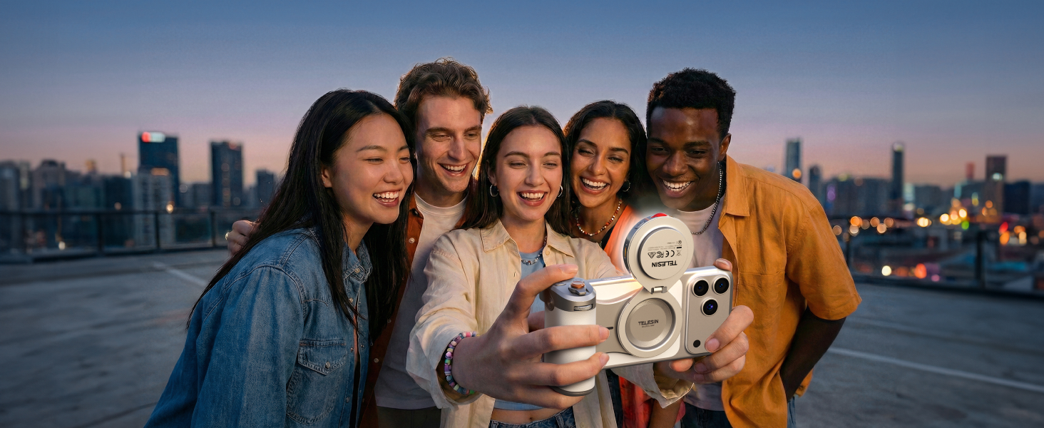 magnetic phone camera grip with selfie light