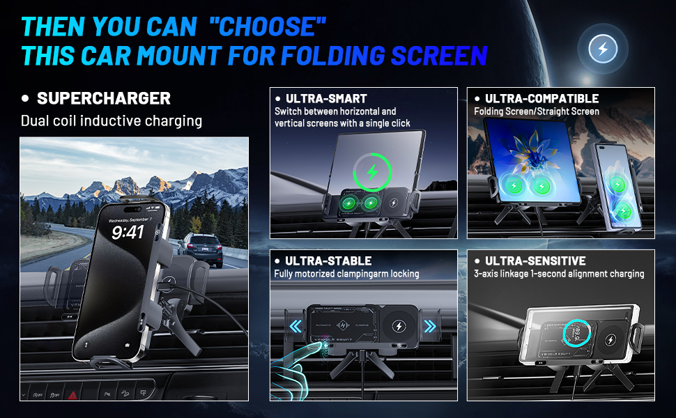 Car Phone Holder Mount, Super Stable Air Vent Cell Phone Car Mount with Newest Metal Hook Clip