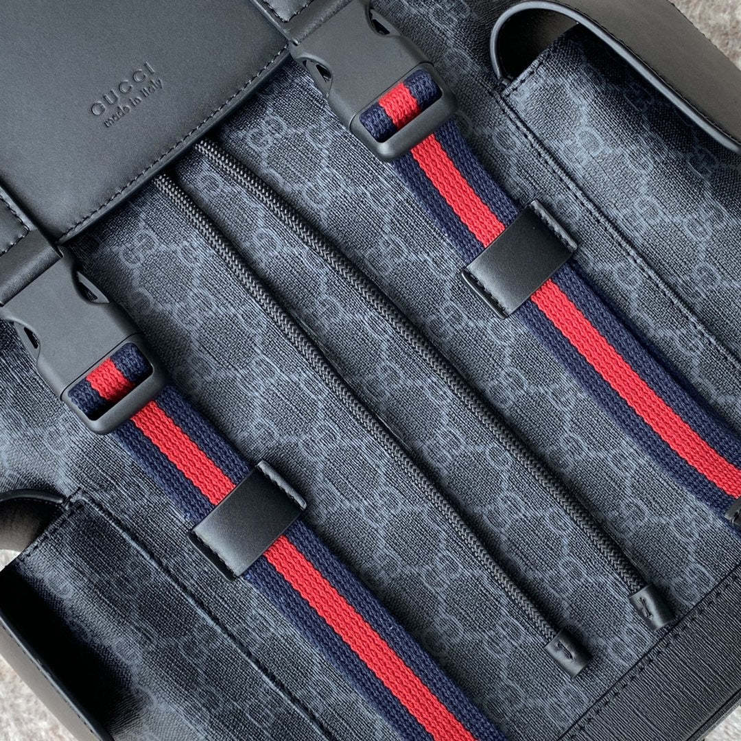 gg Black Backpack Black/Grey Soft gg Supreme Blue And Red Web For Men 16.5in/42cm 495563 K9R8X 1071