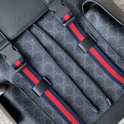 gg Black Backpack Black/Grey Soft gg Supreme Blue And Red Web For Men 16.5in/42cm 495563 K9R8X 1071