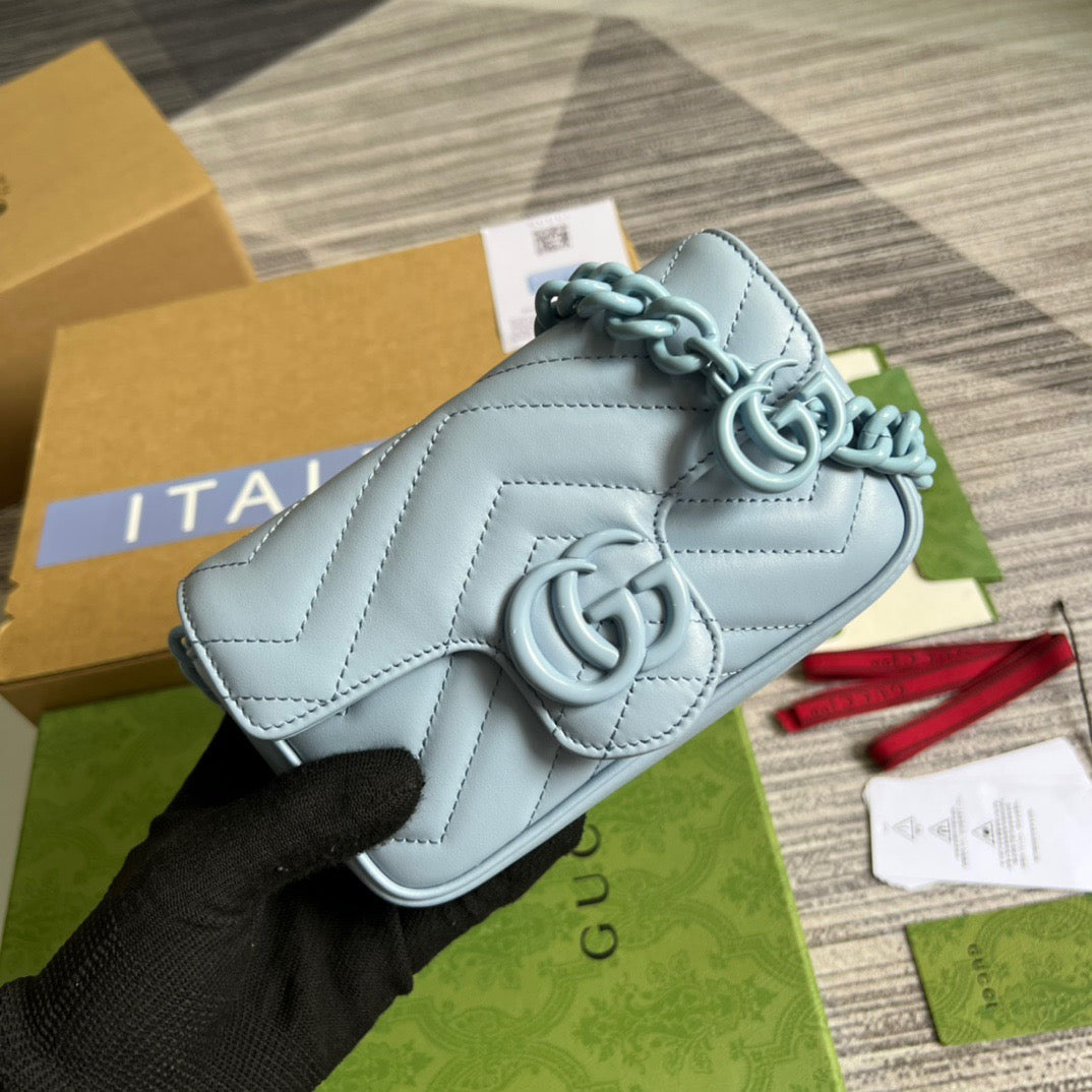 gg Marmont Super Mini Bag Blue For Women, Women’s Bags 6.2in/17cm gg