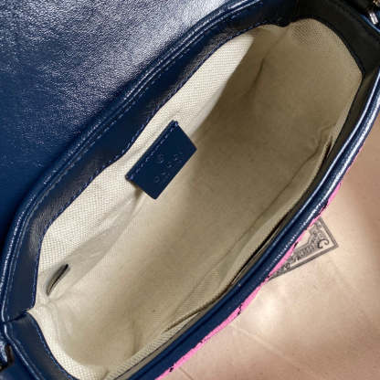 gg Marmont Mini Top Handle Bag In Pink And Blue gg Canvas For Women 8.3in/21cm gg