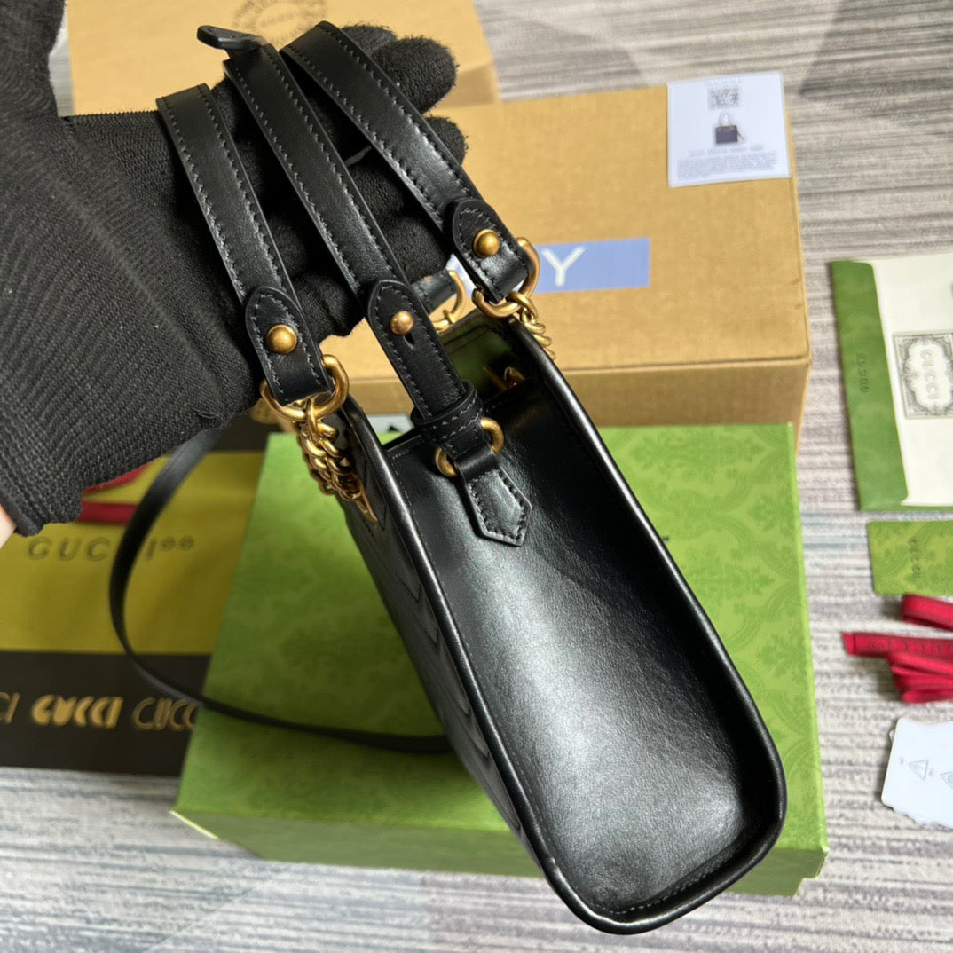 gg Marmont Matelasse Mini Bag Black For Women, Women’s Bags 7.5in/19cm gg ‎696123 DTDHT 1000