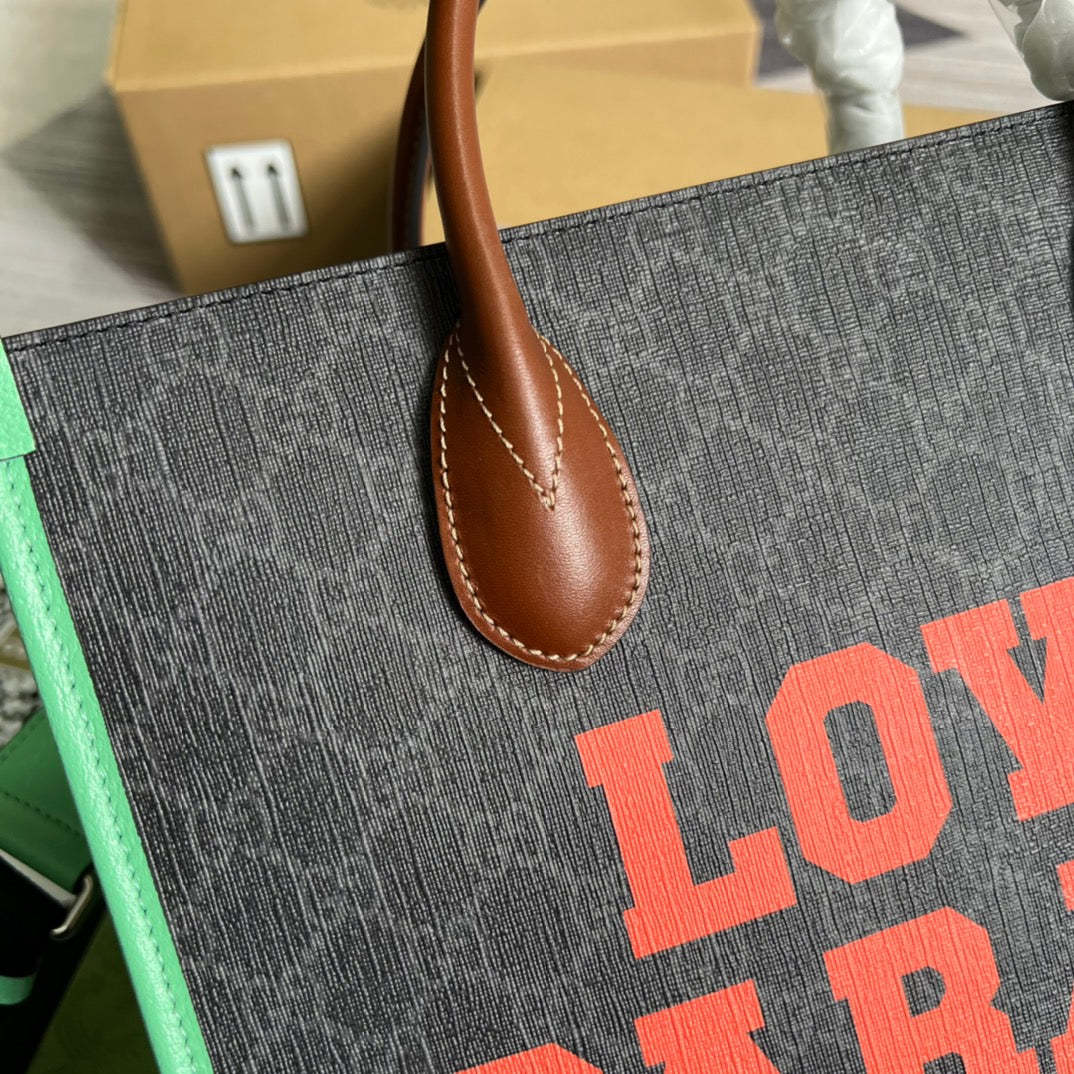 gg Love Parade gg Tote Bag Green For Women, Women’s Bags 12.2in/31cm gg