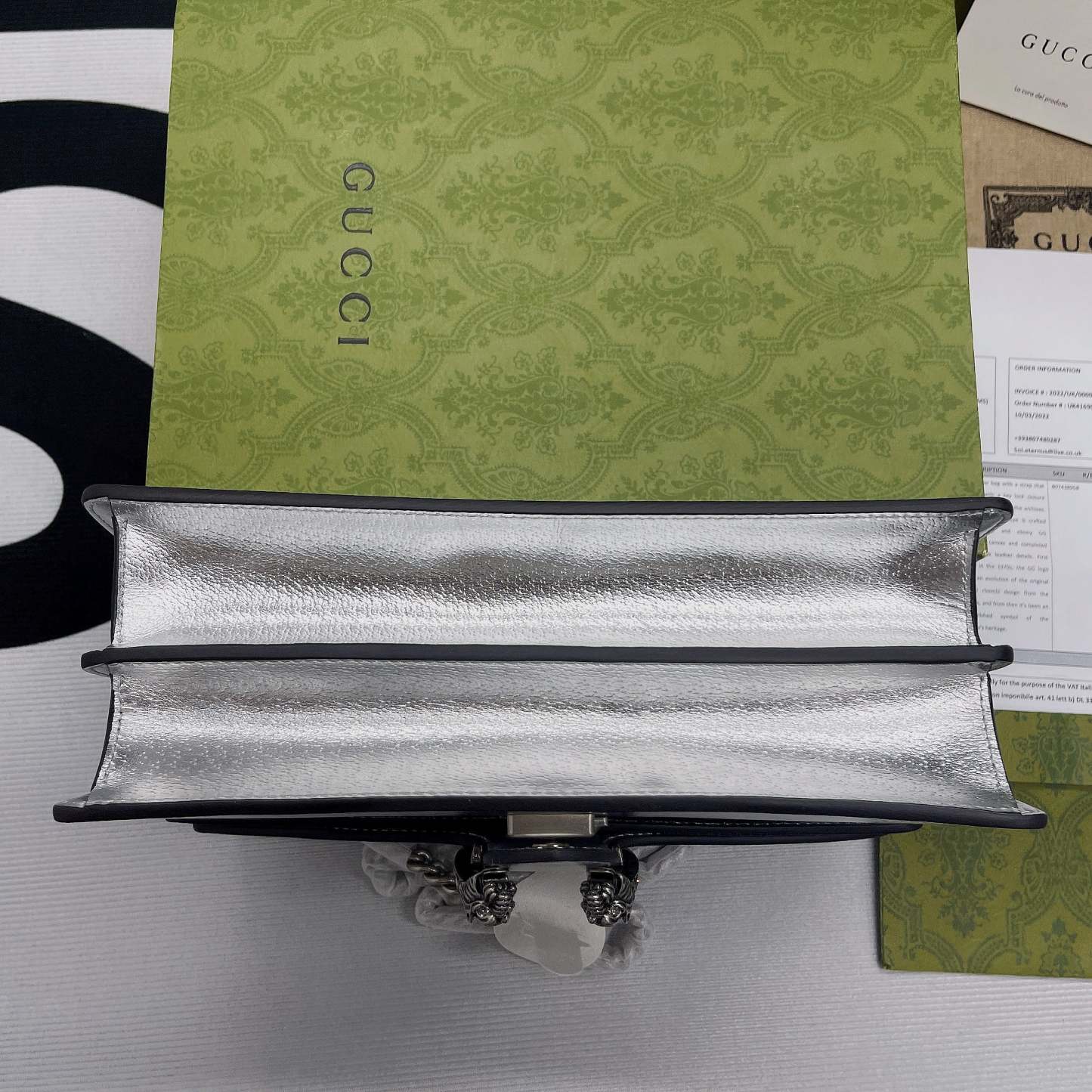 gg Dionysus Small Shoulder Bag Silver For Women, Women’s Bags 10in/26cm gg 499623 1TRBN 8173