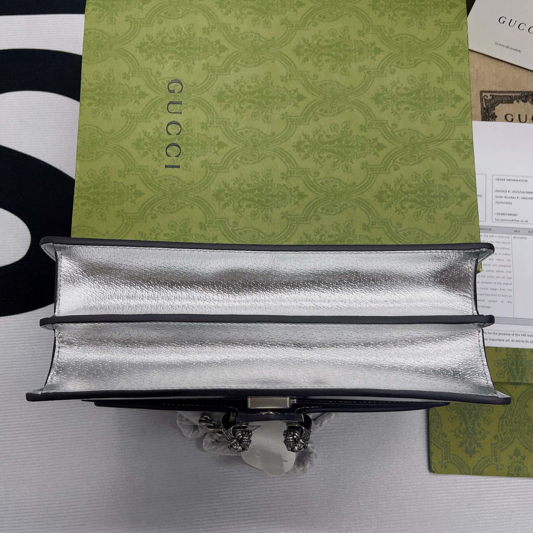 gg Dionysus Small Shoulder Bag Silver For Women, Women’s Bags 10in/26cm gg 499623 1TRBN 8173