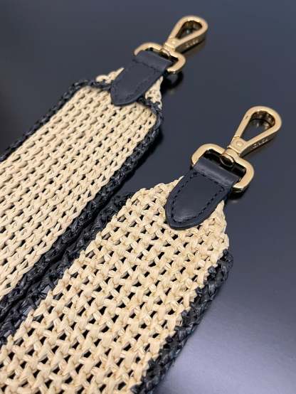 FI Sunshine Medium Beige and Black straw shopper Bag For Woman 31cm/12in 8BH386AKRPF1CBX