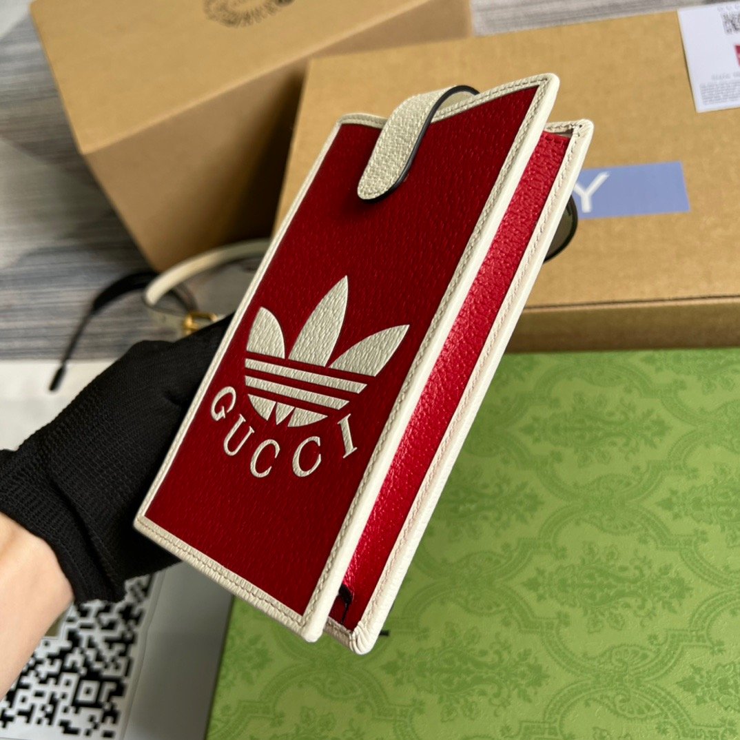 gg x Adidas Phone Case Red For Women, Women’s Bags 7.3in/18cm gg‎ ‎702203 UZ3BT 6484