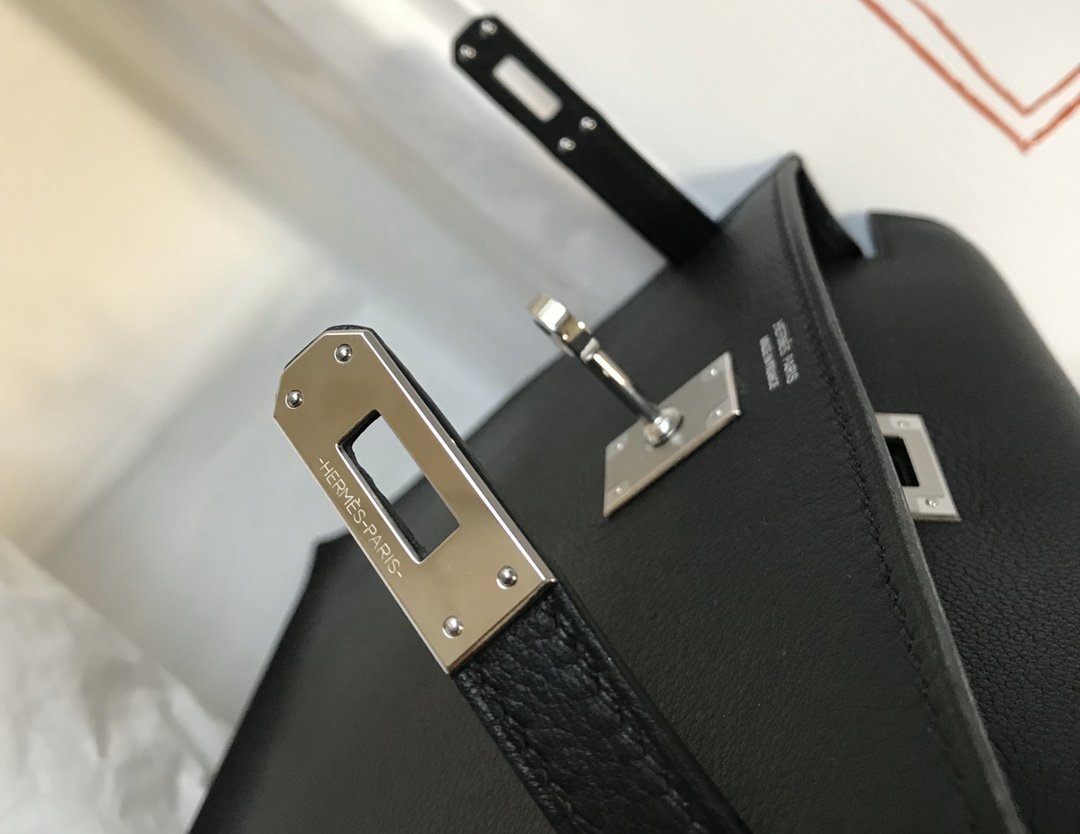 HM Kelly 22 Sellier Epsom Black Bag For Women, Women���s Handbags, Shoulder Bags 8.6in/22cm