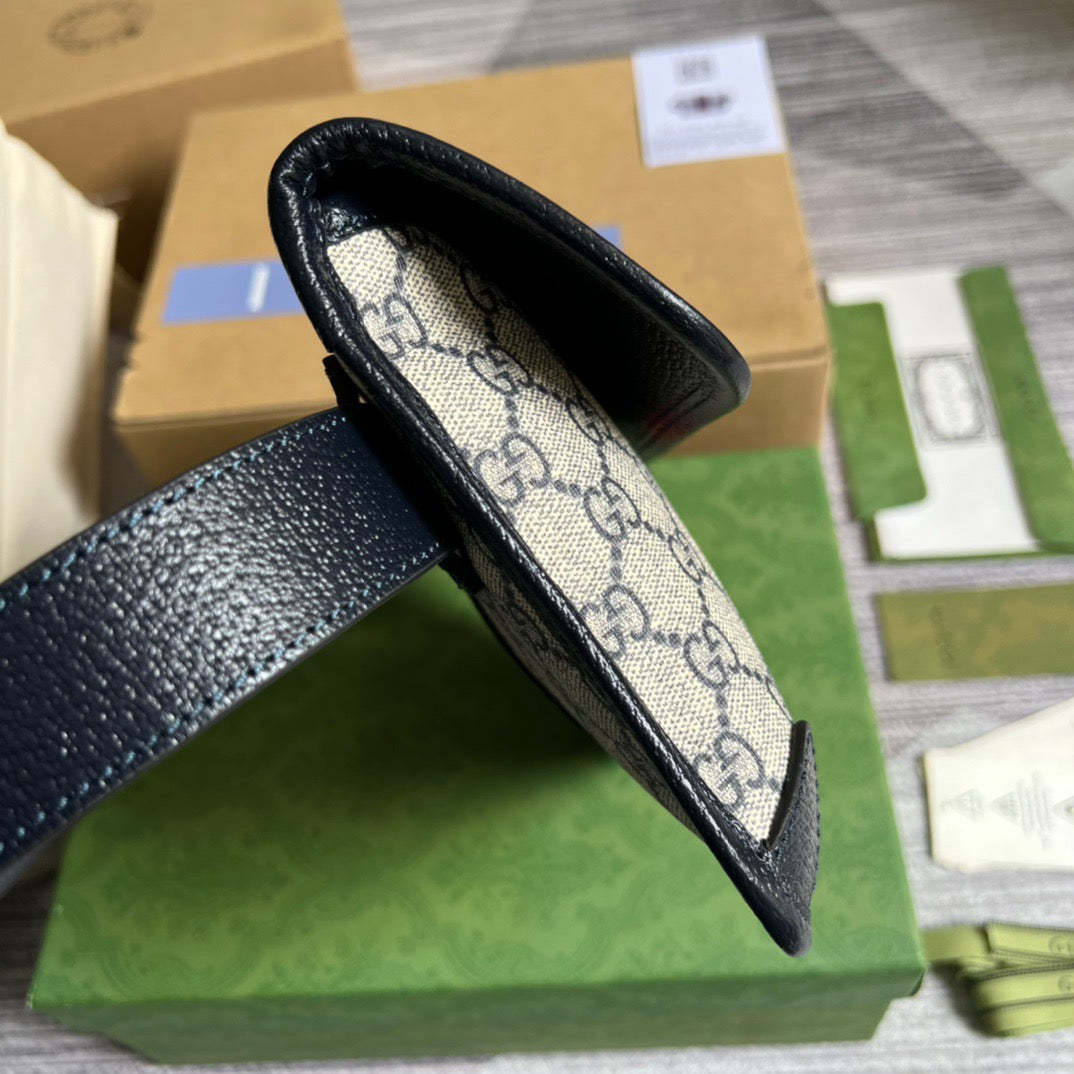 gg Ophidia Belt Bag Beige And Blue gg Supreme Canvas For Men  8.7in/22cm gg 674081 96IWN 4076