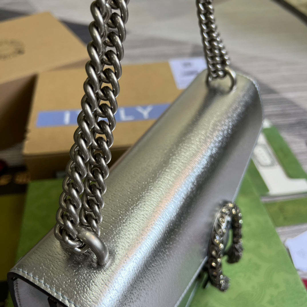 gg Dionysus Small Shoulder Bag Silver For Women, Women’s Bags 10in/26cm gg 499623 1TRBN 8173
