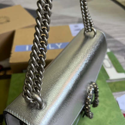 gg Dionysus Small Shoulder Bag Silver For Women, Women’s Bags 10in/26cm gg 499623 1TRBN 8173