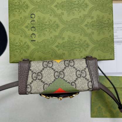 gg Horsebit 1955 Mini Bag Beige And Ebony gg Supreme Canvas With Geometric Print For Women  6.7in/17cm gg  ‎625615 UQHFG 8679