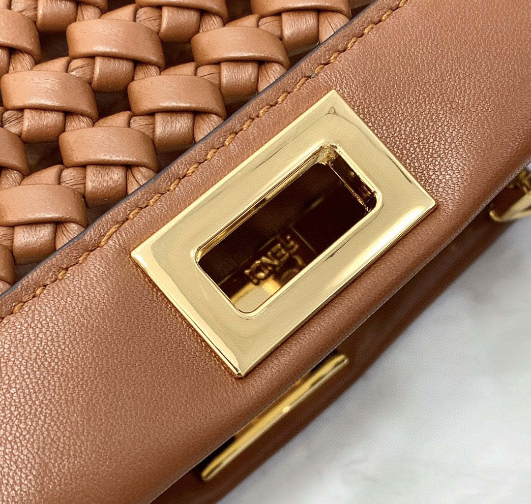 FI Peekaboo Mini Brown Braided Bag For Woman 18cm/7in