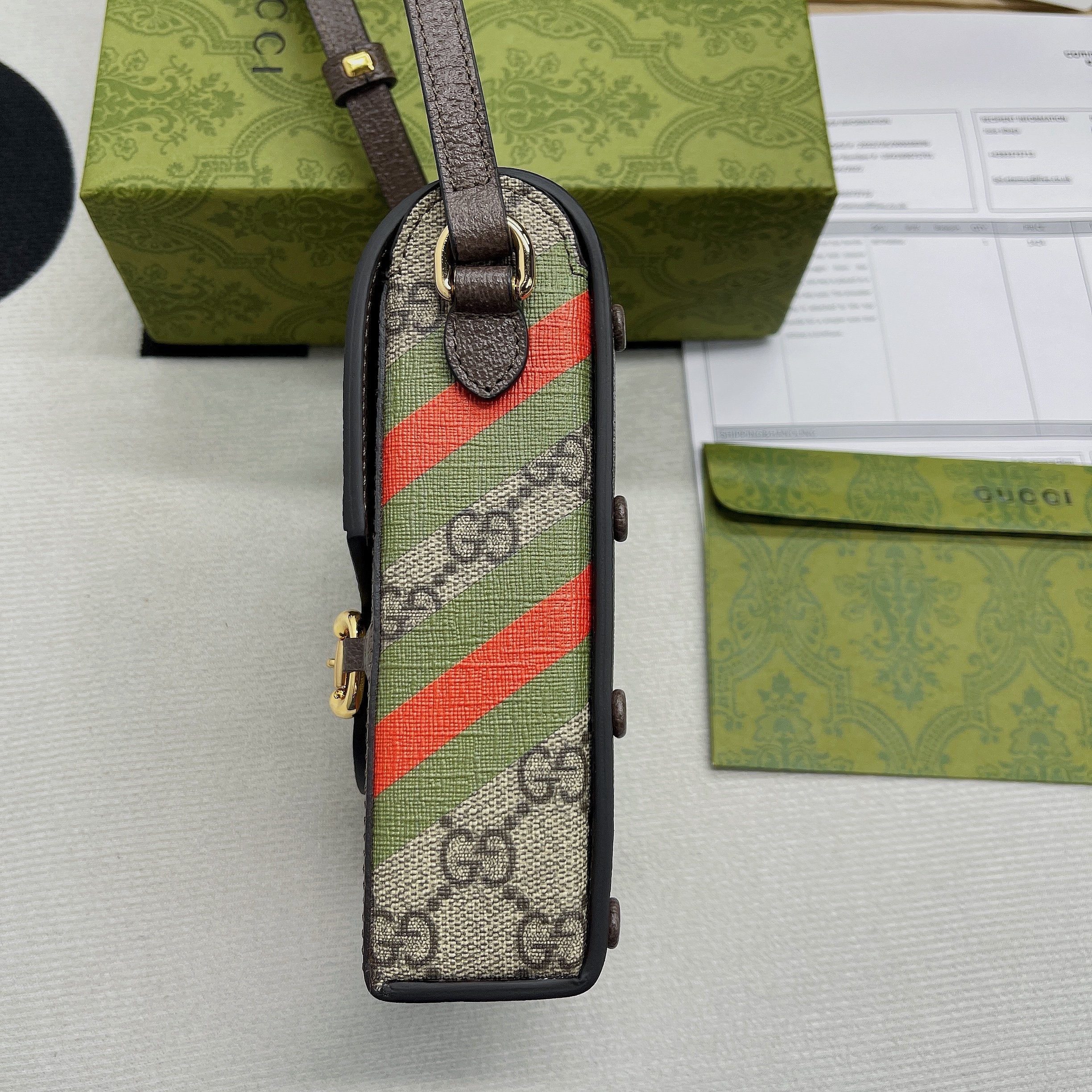 gg Horsebit 1955 Mini Bag Beige And Ebony gg Supreme Canvas With Geometric Print For Women  6.7in/17cm gg  ‎625615 UQHFG 8679