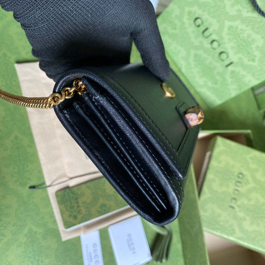 gg Diana Chain Wallet With Bamboo Black For Women, Women’s Bags 7.4in/19cm gg 658243 17Q0T 1000