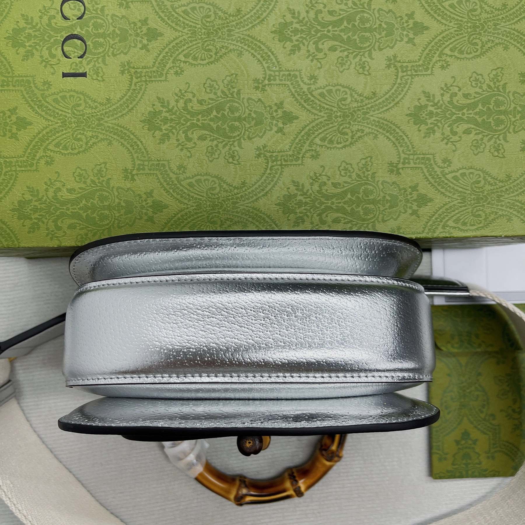 gg Bamboo 1947 Mini Top Handle Bag Silver For Women, Women’s Bags 6.7in/17cm gg