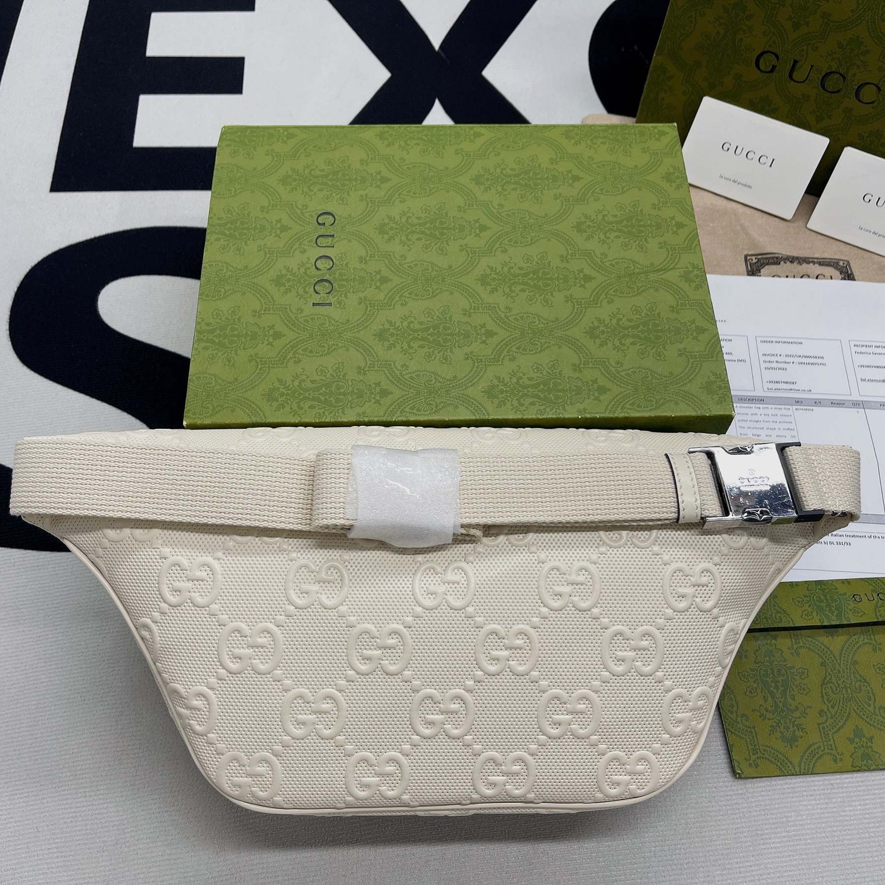 gg Embossed Belt Bag White gg Embossed For Men  11in/28cm gg