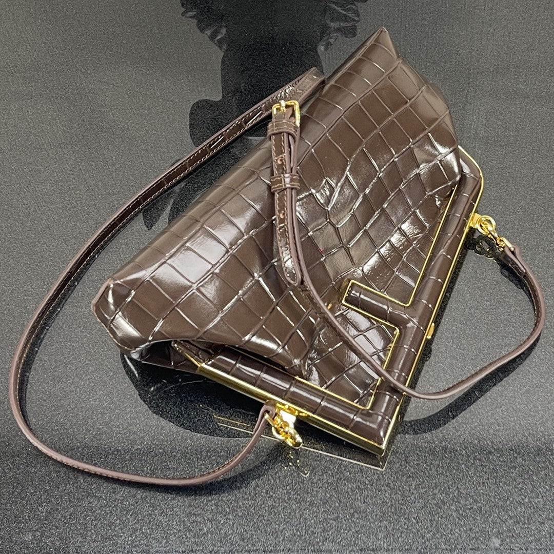 FI First Small Gray Crocodile Bag For Woman 26cm/10in