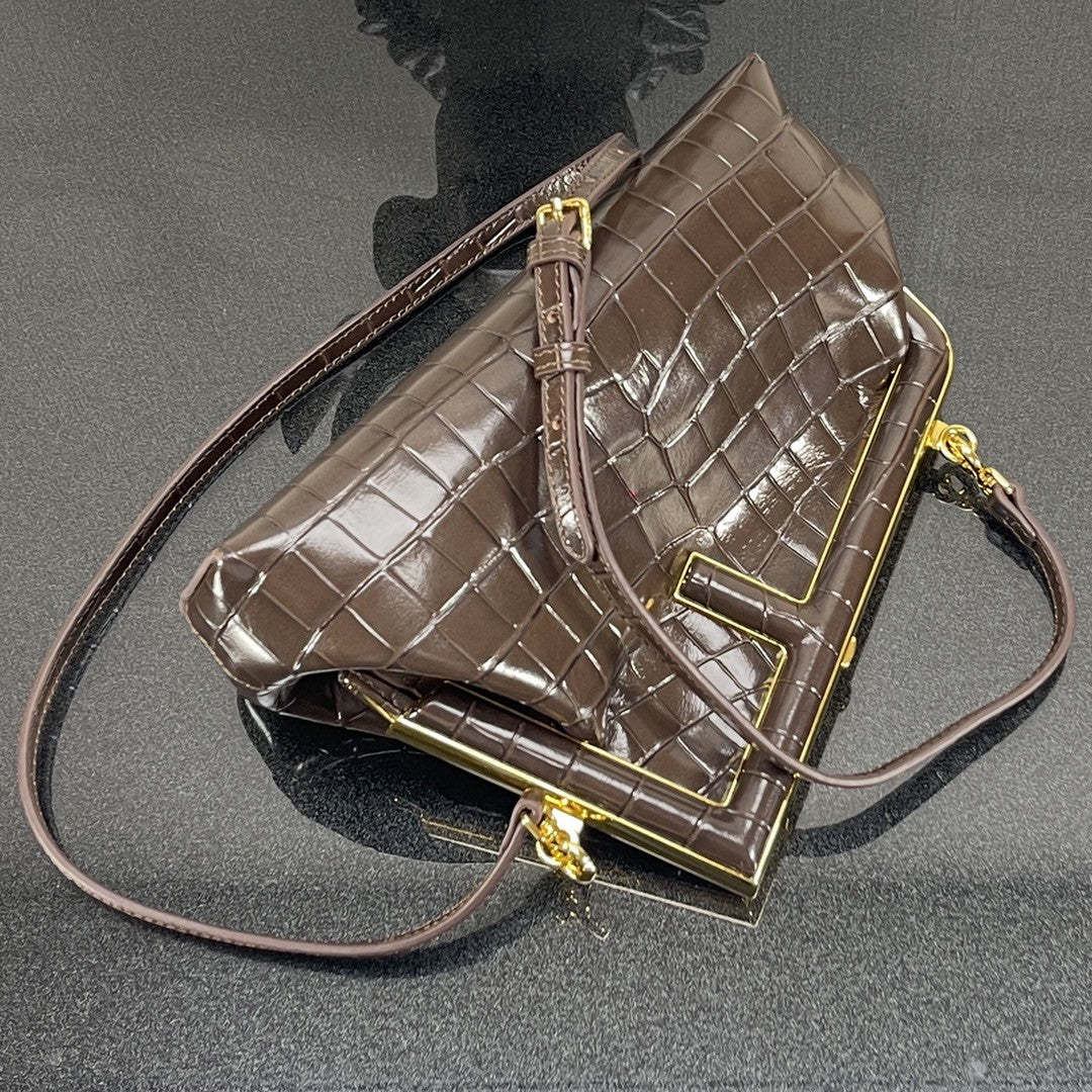 FI First Small Gray Crocodile Bag For Woman 26cm/10in