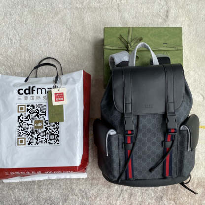 gg Black Backpack Black/Grey Soft gg Supreme Blue And Red Web For Men 16.5in/42cm 495563 K9R8X 1071