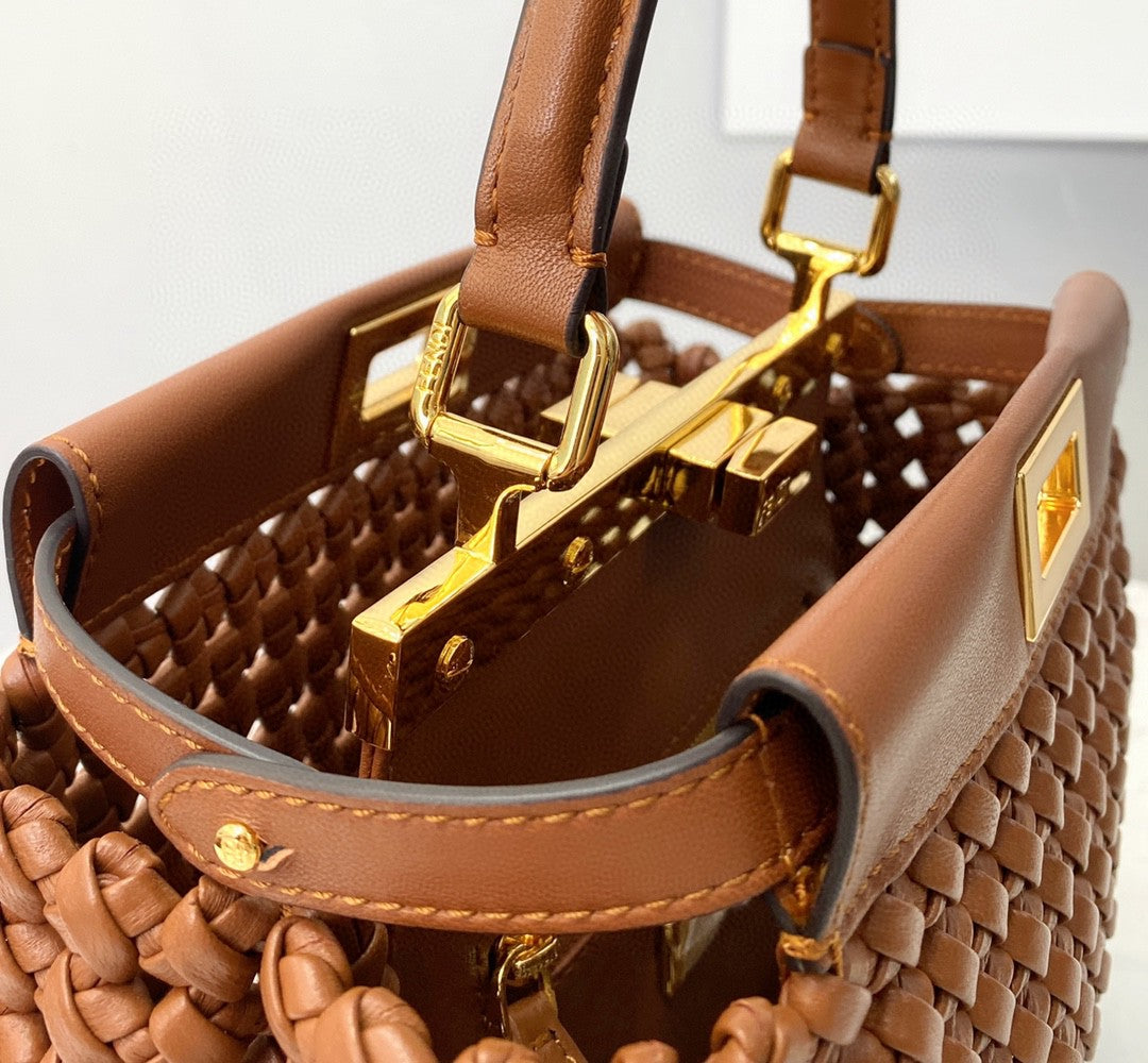 FI Peekaboo Mini Brown Braided Bag For Woman 18cm/7in