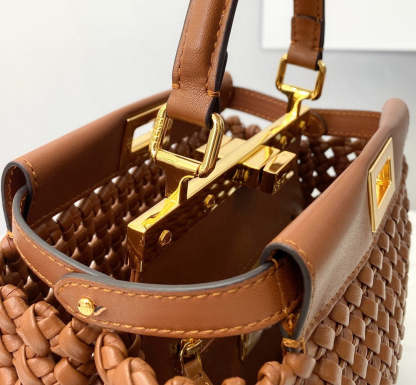 FI Peekaboo Mini Brown Braided Bag For Woman 18cm/7in