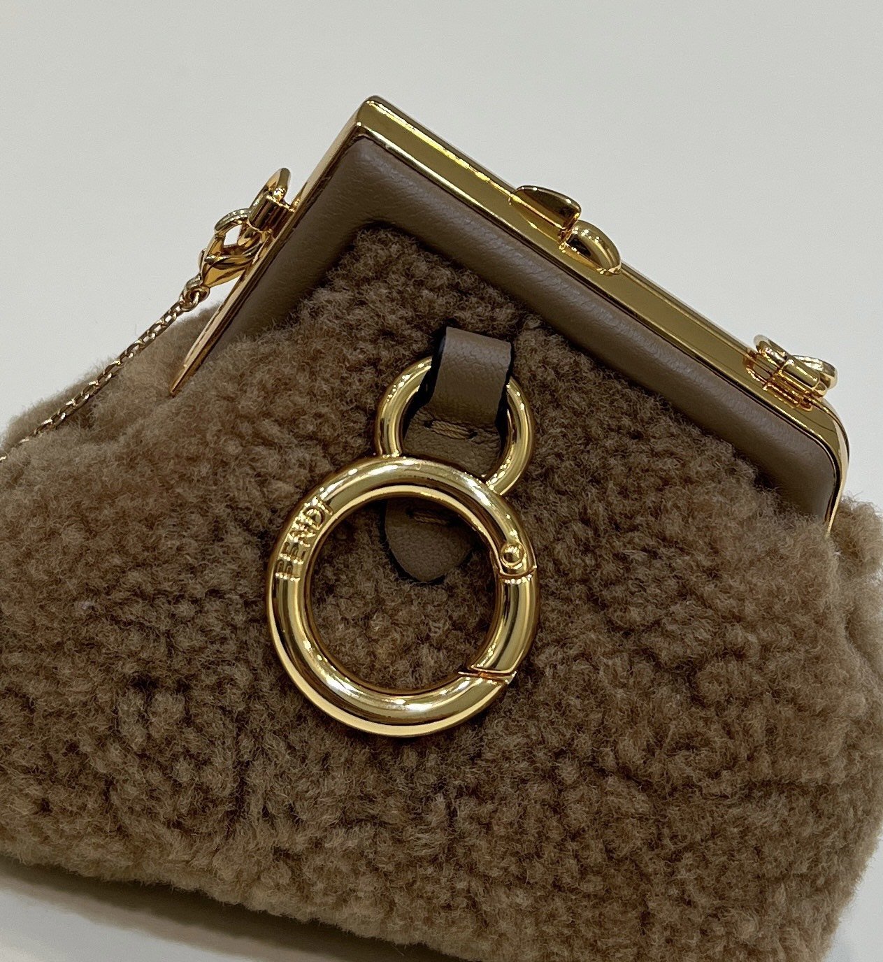 FI First Mini Brown Mink Bag For Woman 11.5cm/4in
