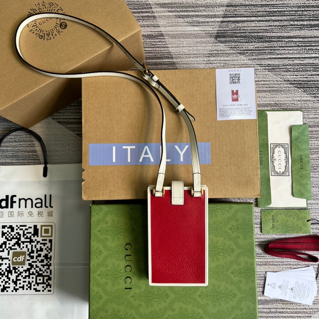 gg x Adidas Phone Case Red For Women, Women’s Bags 7.3in/18cm gg‎ ‎702203 UZ3BT 6484