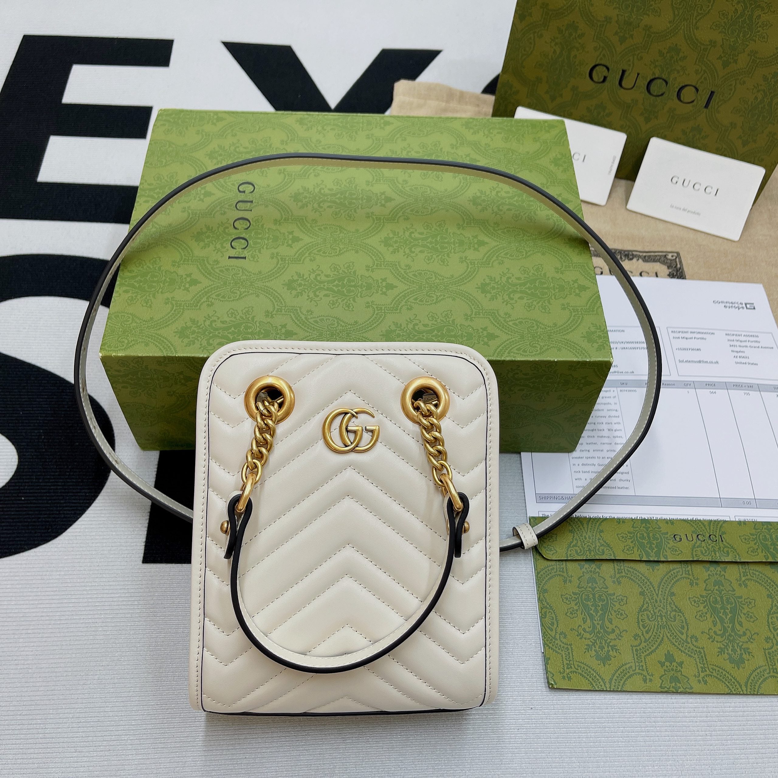 gg Marmont Matelasse Mini Bag White For Women, Women’s Bags 7.5in/19cm gg ‎696123 DTDHT 9022