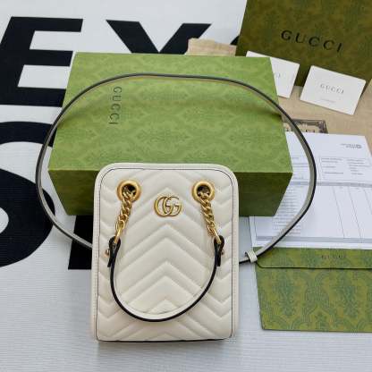 gg Marmont Matelasse Mini Bag White For Women, Women’s Bags 7.5in/19cm gg ‎696123 DTDHT 9022