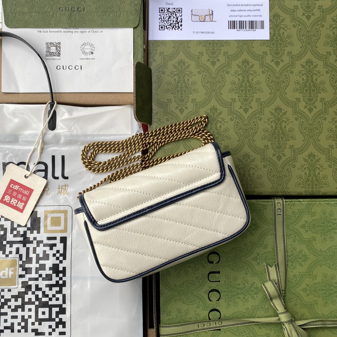 gg Marmont Super Mini Bag White For Women 6in/16cm gg