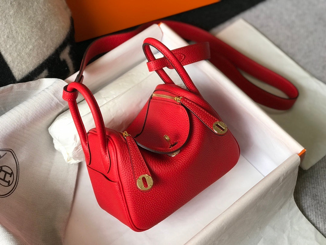 HM Lindy Mini Clemence Bag Red For Women, Women���s Handbags, Shoulder And Crossbody Bags 7.5in/19cm