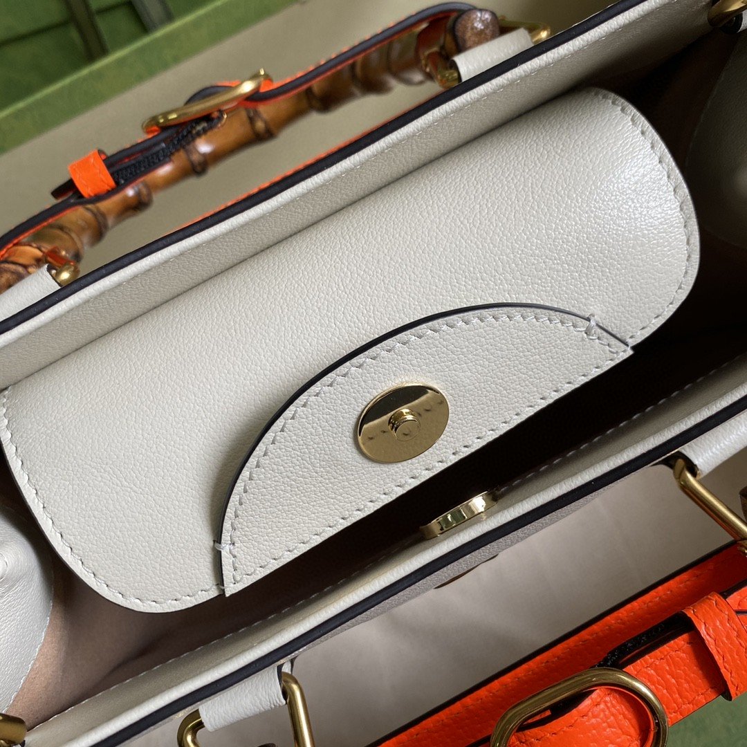 gg Diana Small Tote Bag White For Women 11in/27cm gg 702721 U3ZDT 9196