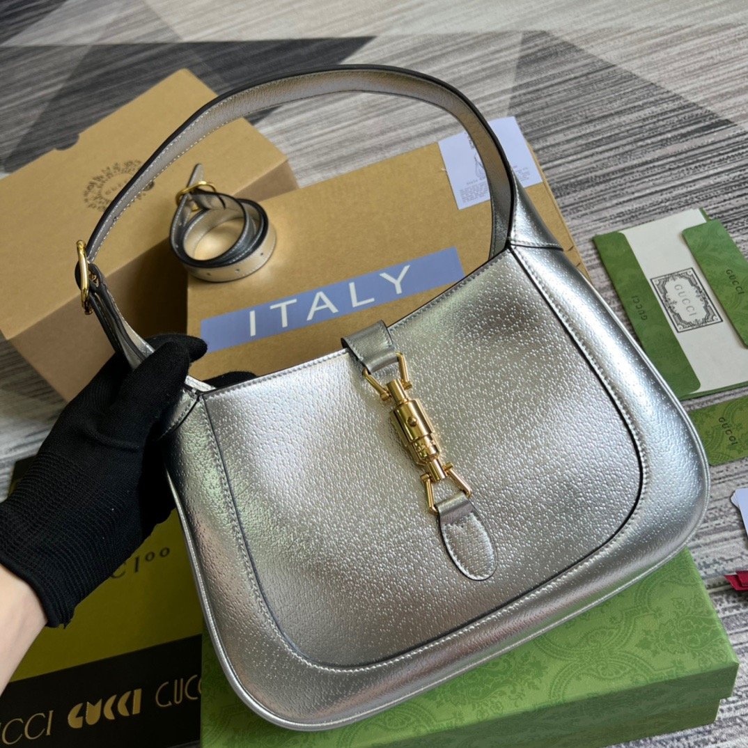 gg Jackie 1961 Small Shoulder Bag Silver For Women, Women’s Bags 10.8in/28cm gg