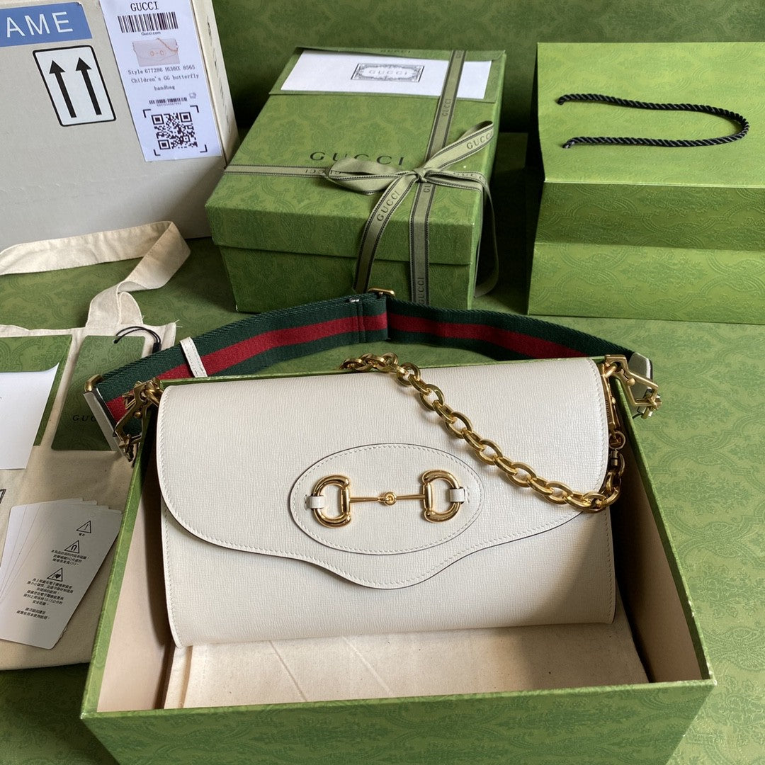 gg Horsebit 1955 Small Bag White For Women 10.2in/26cm gg ‎677286 18YSX 9068