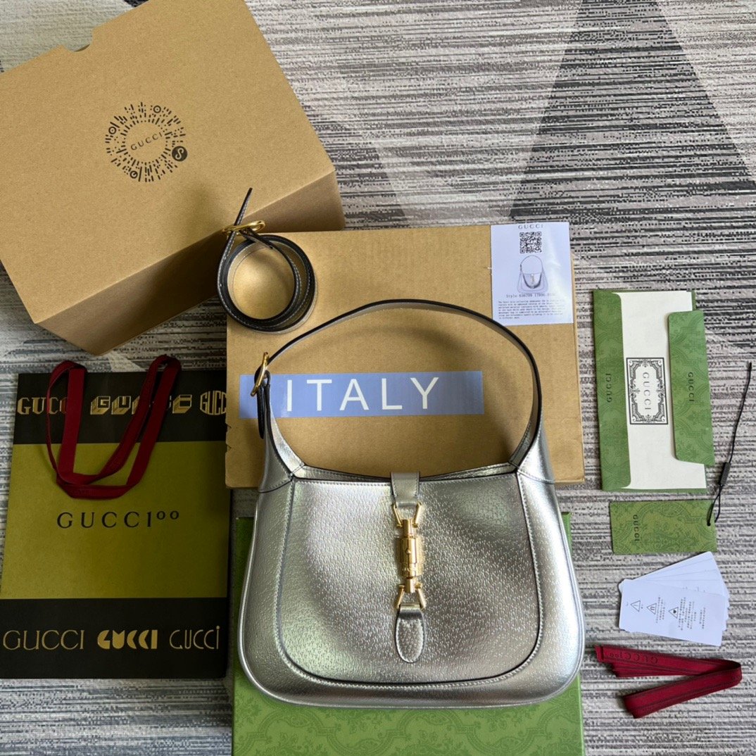 gg Jackie 1961 Small Shoulder Bag Silver For Women, Women’s Bags 10.8in/28cm gg