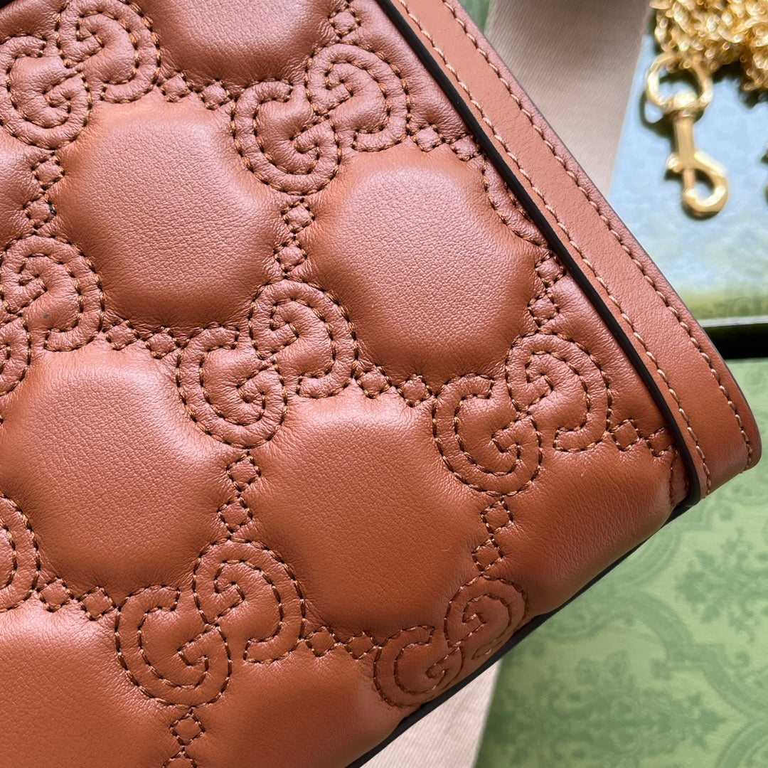 gg Matelassé Small Bag Brown For Women, Women’s Bags 10.2in/26cm gg‎ 702200 UM8HG 2595