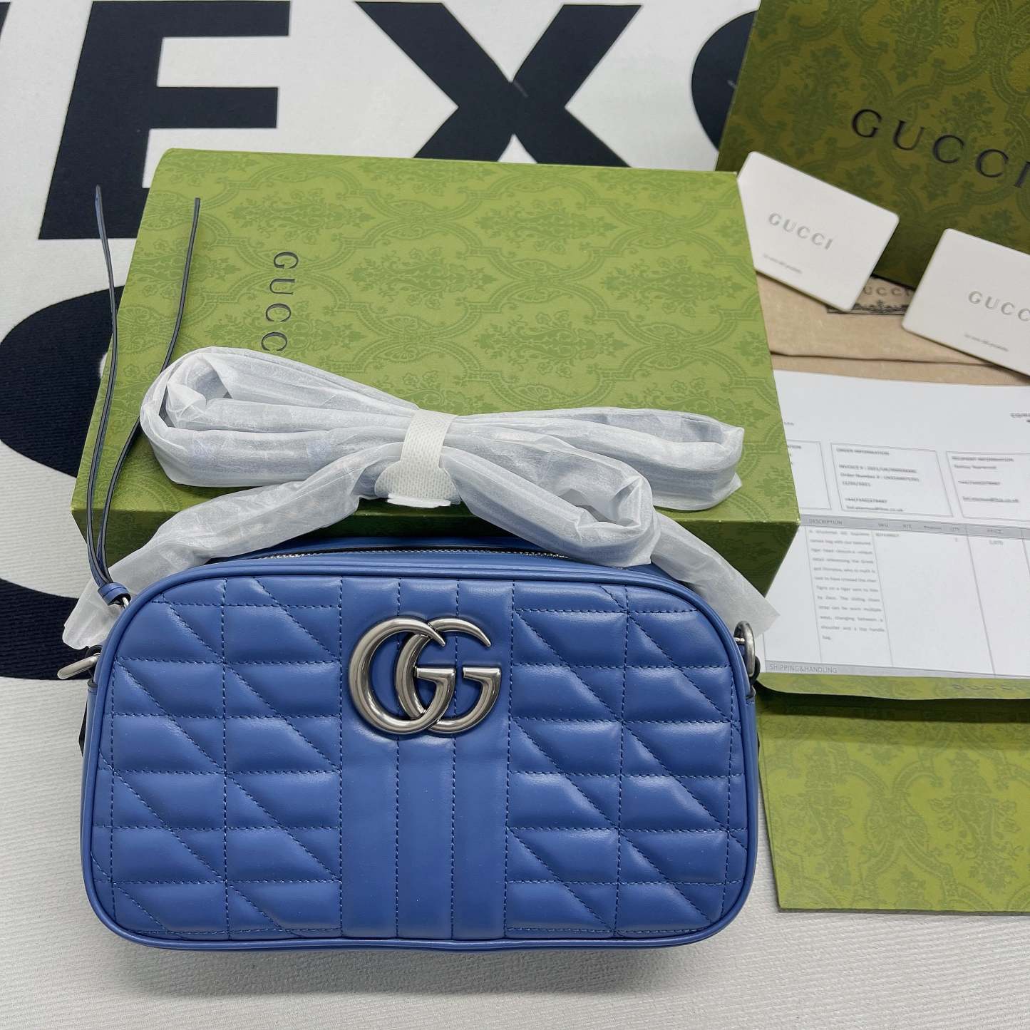 gg Marmont Matelasse Shoulder Bag Blue For Women, Women’s Bags 9.5in/24cm gg 634936 UM8BF 4340