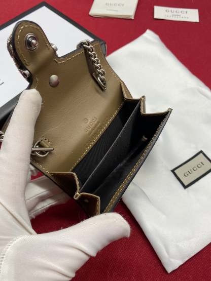 gg Dionysus gg Supreme Chain Wallet Beige/Ebony gg Supreme Canvas For Women 4in/11cm gg