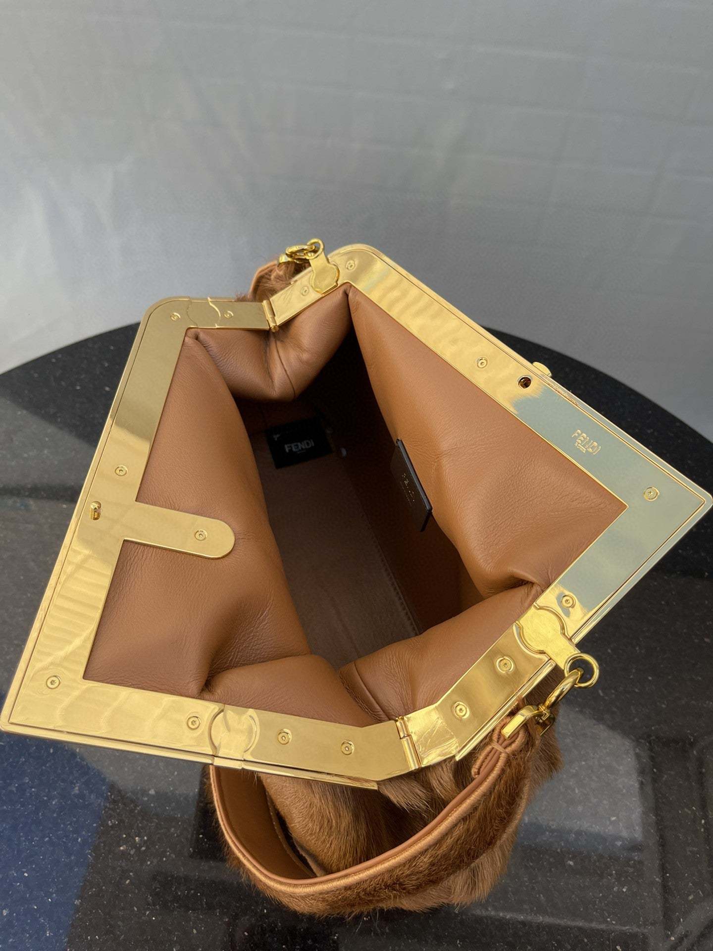 FI First Medium Brown Fox Fur Bag For Woman 32.5cm/13in