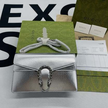 gg Dionysus Small Shoulder Bag Silver For Women, Women’s Bags 10in/26cm gg 499623 1TRBN 8173