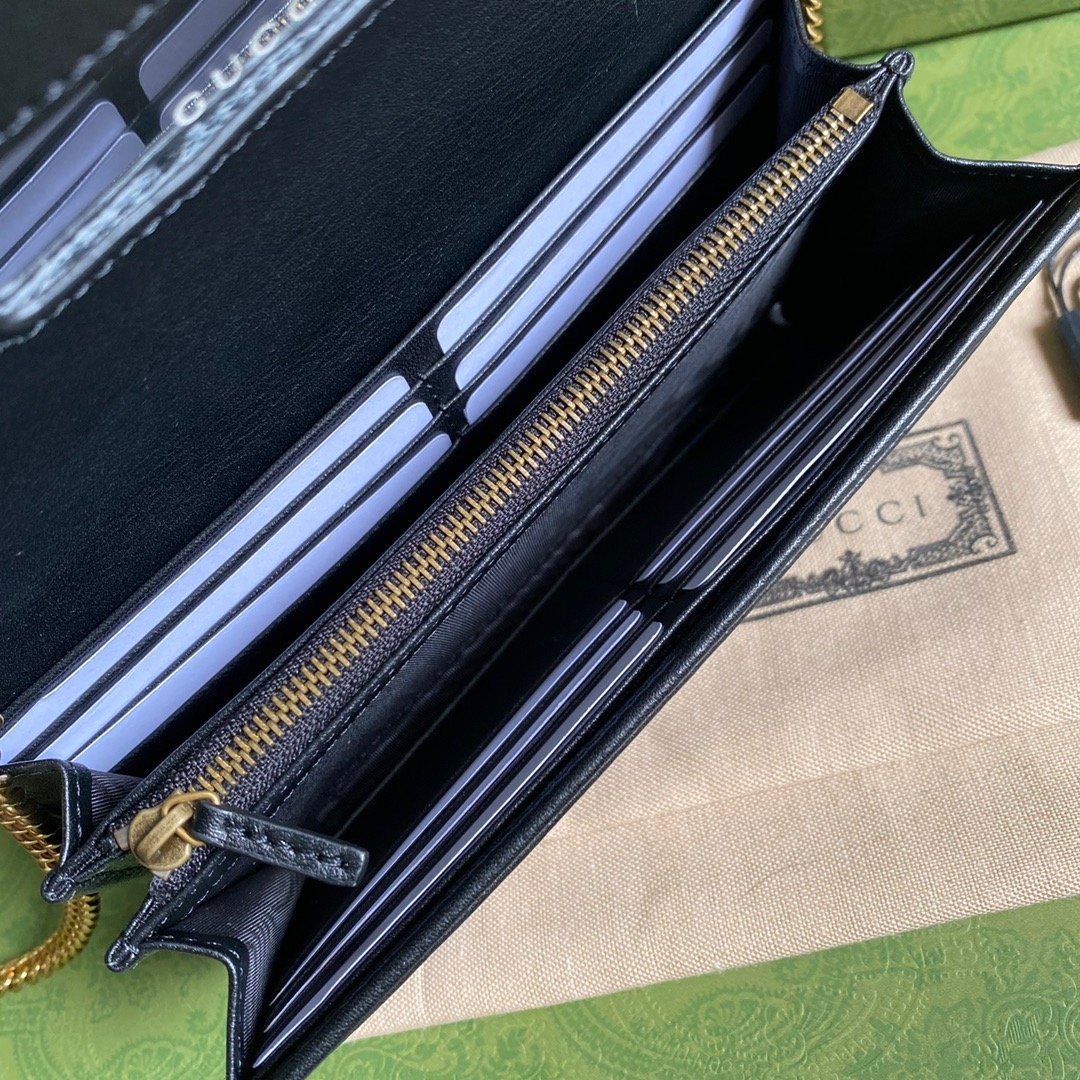 gg Diana Chain Wallet With Bamboo Black For Women, Women’s Bags 7.4in/19cm gg 658243 17Q0T 1000