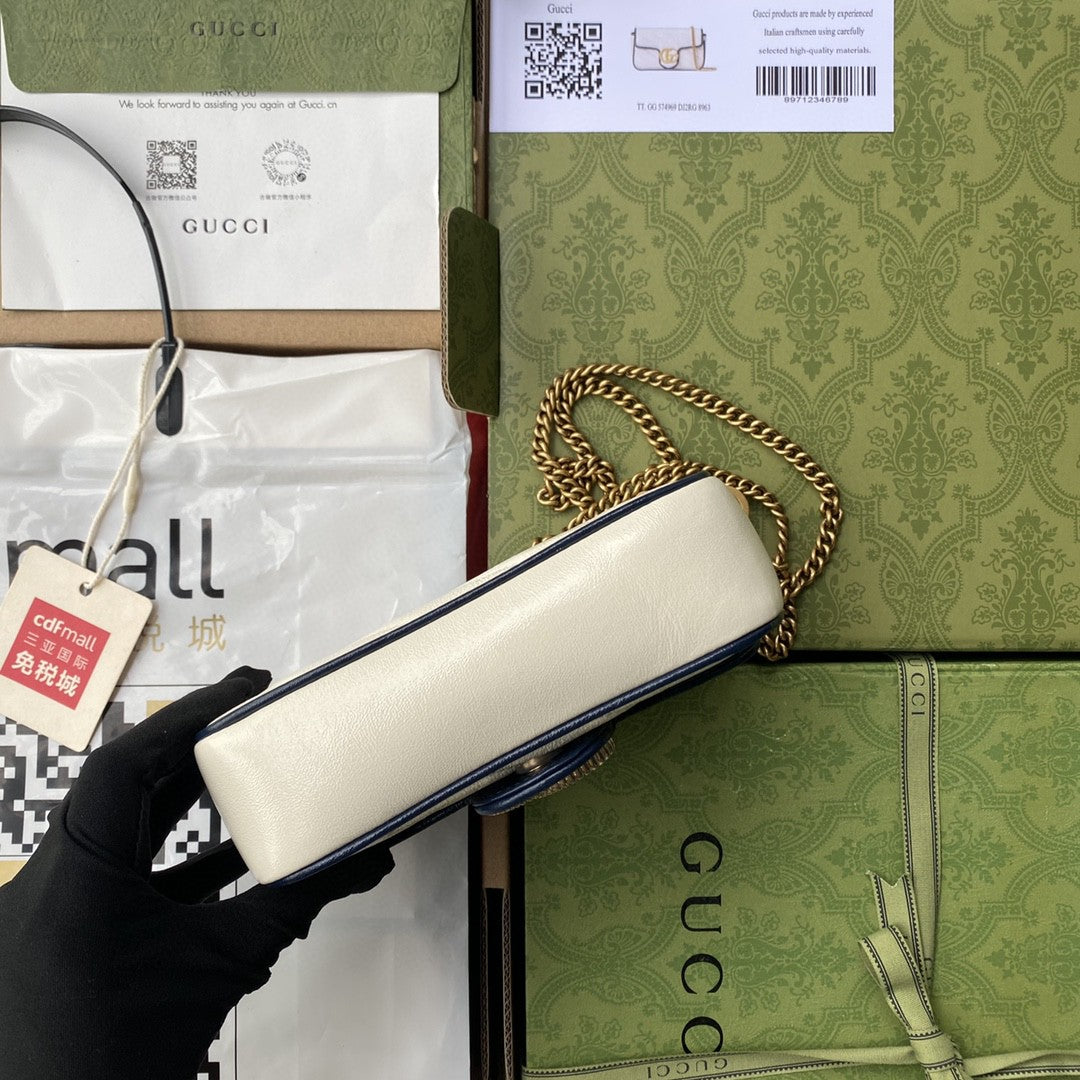 gg Marmont Super Mini Bag White For Women 6in/16cm gg